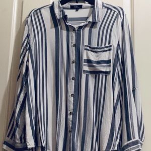 Blue stripped button up shirt